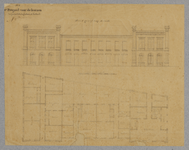 216235 Plattegrond en opstand van de voorgevels van het ontwerp voor een blok van vijf huizen aan de Catharijnekade te ...
